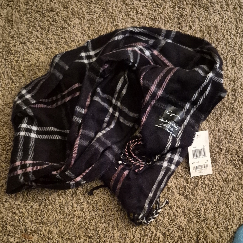 Cejon Black and Pink Plaid Scarf
